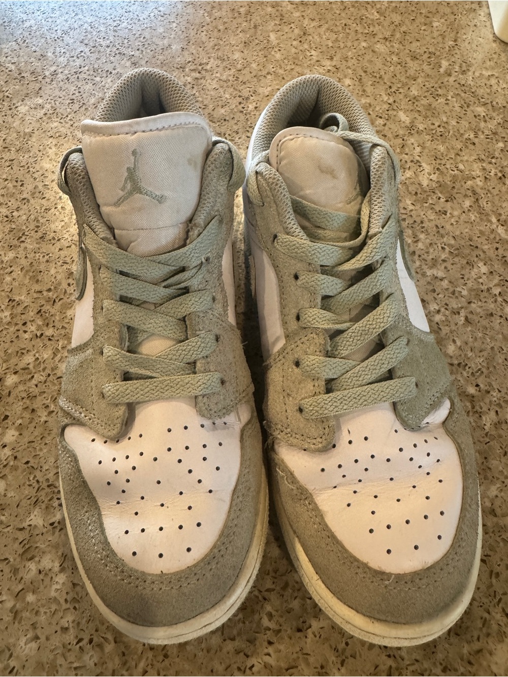 Jordan Kids Light Green & White Low-Top Sneakers